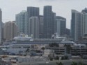 Downtown Miami with an Aida ship at the pier